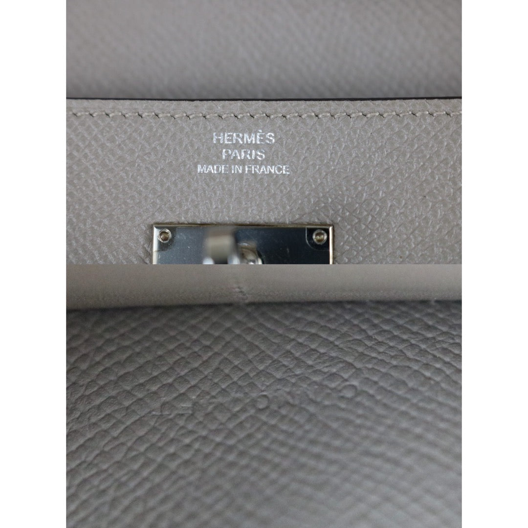 Include Entrupy Certificate of Authenticity｜Excellent（Rank SA)｜ HERMES Epson Kelly Long Wallet  C Stamp Gris Asphalte Made In 2018Year｜W26030403