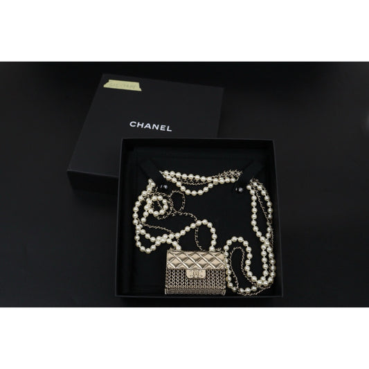 Excellent（Rank SA）｜ CHANEL Coco Mark Hollow Design Pearl Double Chain Tinybag made in 2021 year｜S25110434