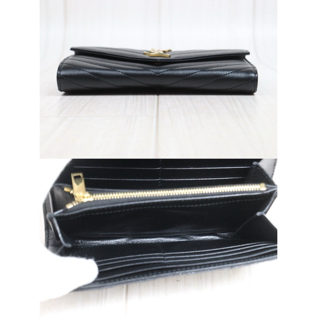 Include Entrupy Certificate of Authenticity｜Excellent（Rank SA）｜  Saint Laurent YSL Caviar Skin Calf Leather Long Wallet Black｜26060401