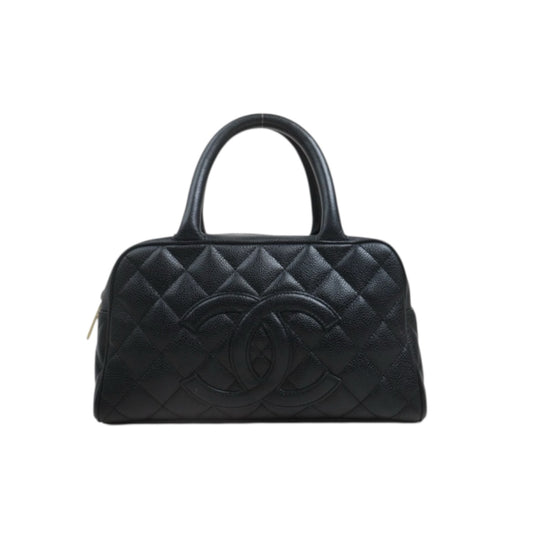 Include Entrupy Certificate of Authenticity｜Good ( Rank AB) ｜CHANEL Caviar Skin Calf Leather Bowling HanBag Made in 2004-2005 Year｜26091002