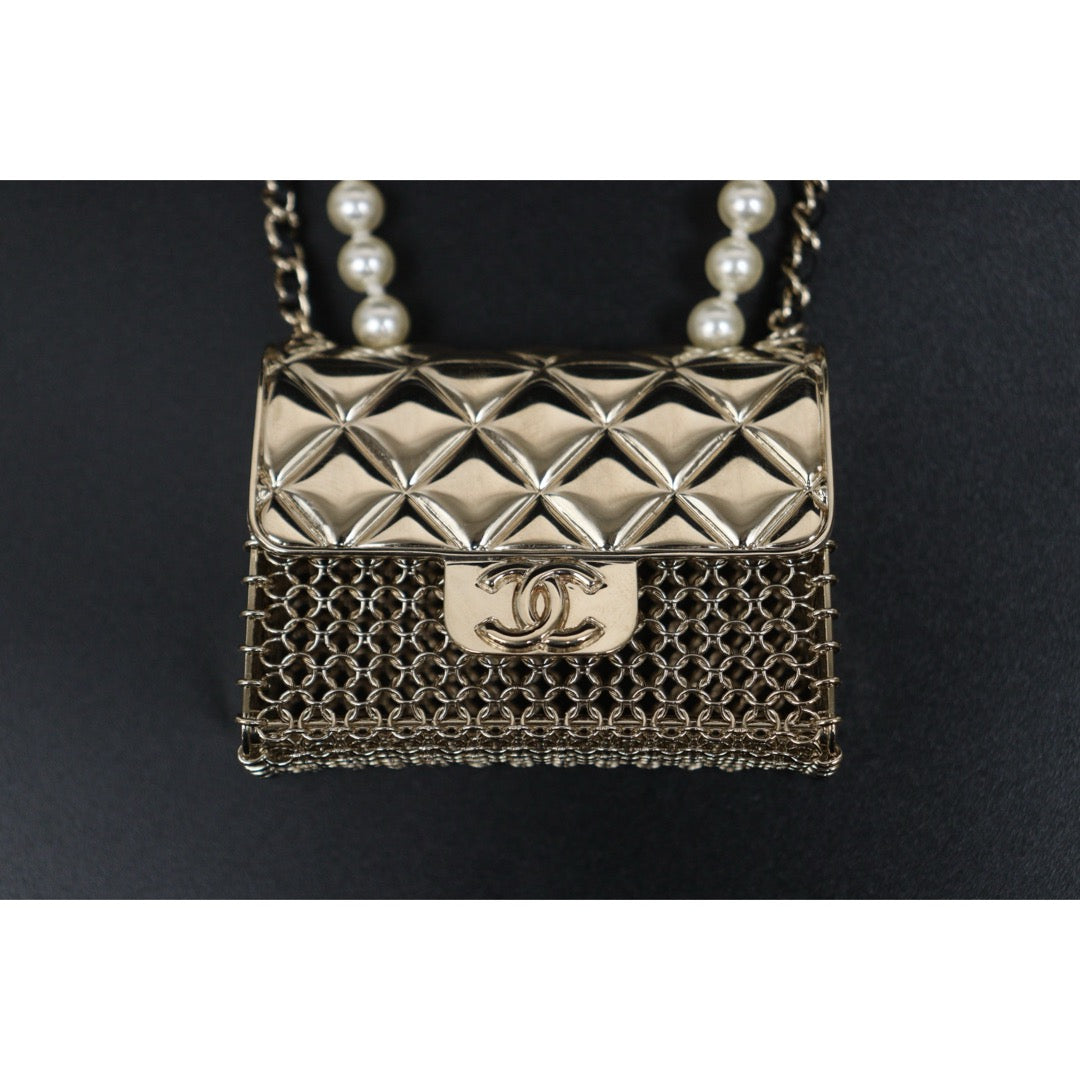 Very Good ( Rank A)｜ CHANEL Coco Mark Hollow Design Pearl Double Chain Tinybag made in 2021 year｜S26021403