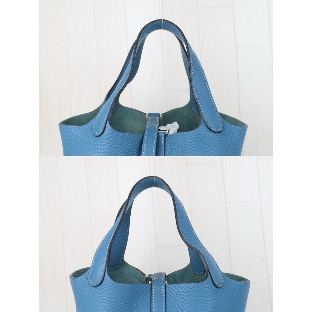 Good ( Rank AB)｜ Hermes Picotin Lock 18 TC Leather HandBag Blue T Stamp Made In 2015 Year｜H25081802