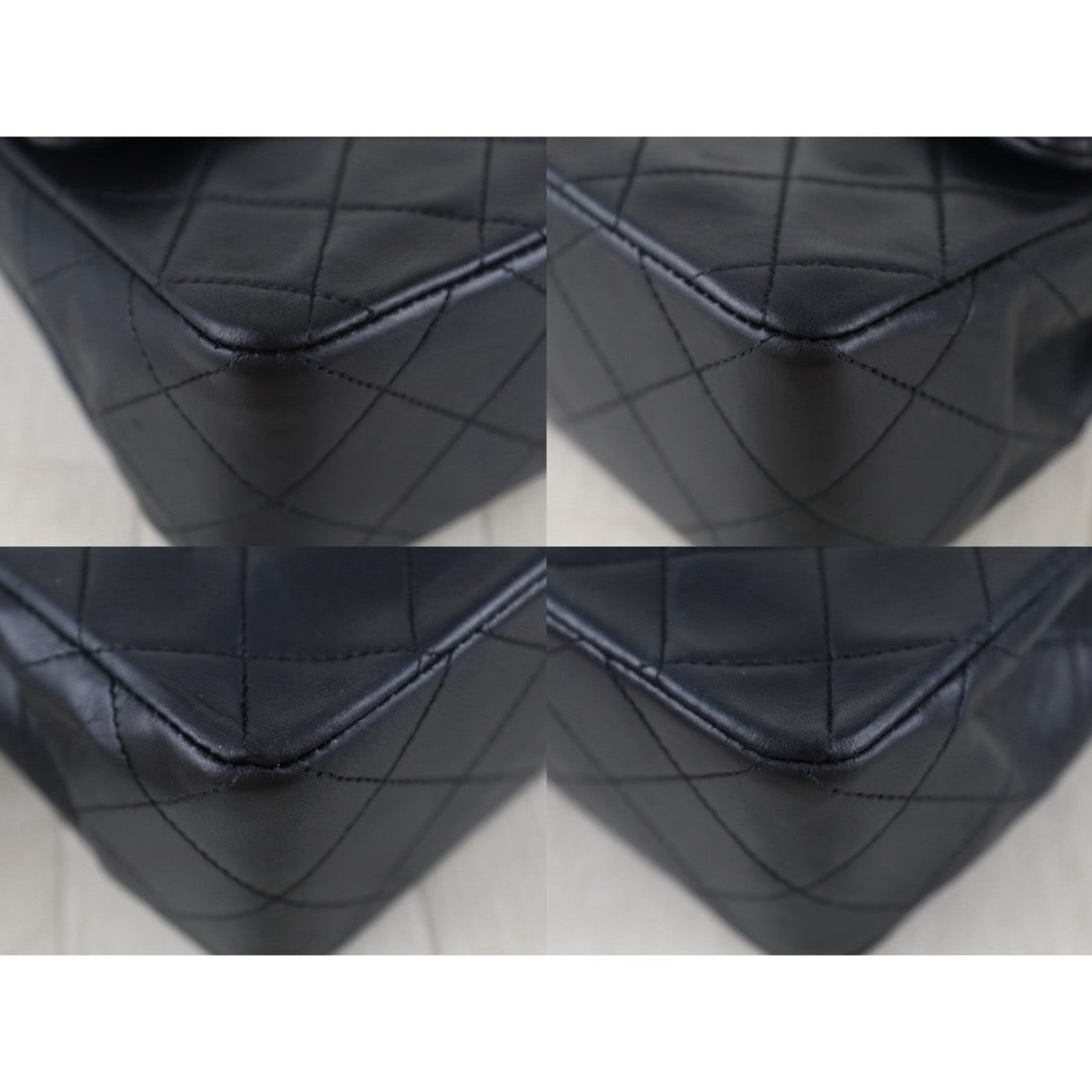 Include Entrupy Certificate of Authenticity｜Good ( Rank AB)｜ CHANEL Lamb Skin Matrasse Chain Double Flap 25 Shoulder Bag  Black Made In 1989-1991 Year｜S26083009