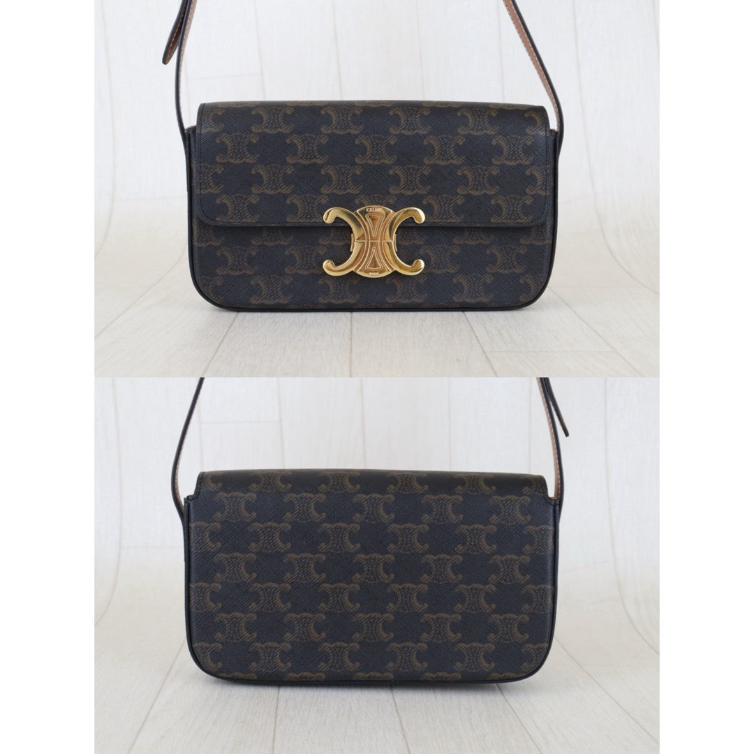 Very Good ( Rank A)｜ CELINE Macadam Triomphe Shoulder Bag  Golden Hardware｜S26012711