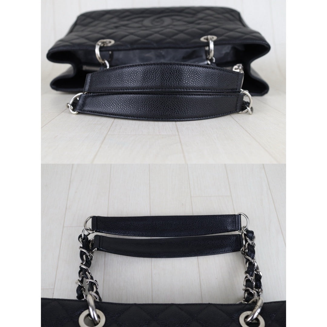 Very Good ( Rank A) ｜ CHANEL Caviar Skin Matrasse Chain GST Tote Bag  Black  Made In 2014-2015Year｜S25121115