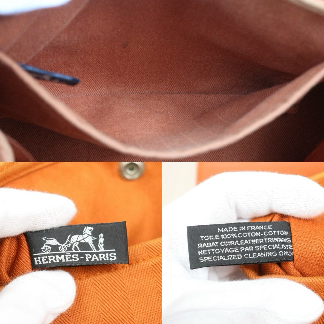 Include Entrupy Certificate of Authenticity｜Good ( Rank AB)｜ HERMES Valparaiso  Orange Canvas Hand Bag  PM｜26061811