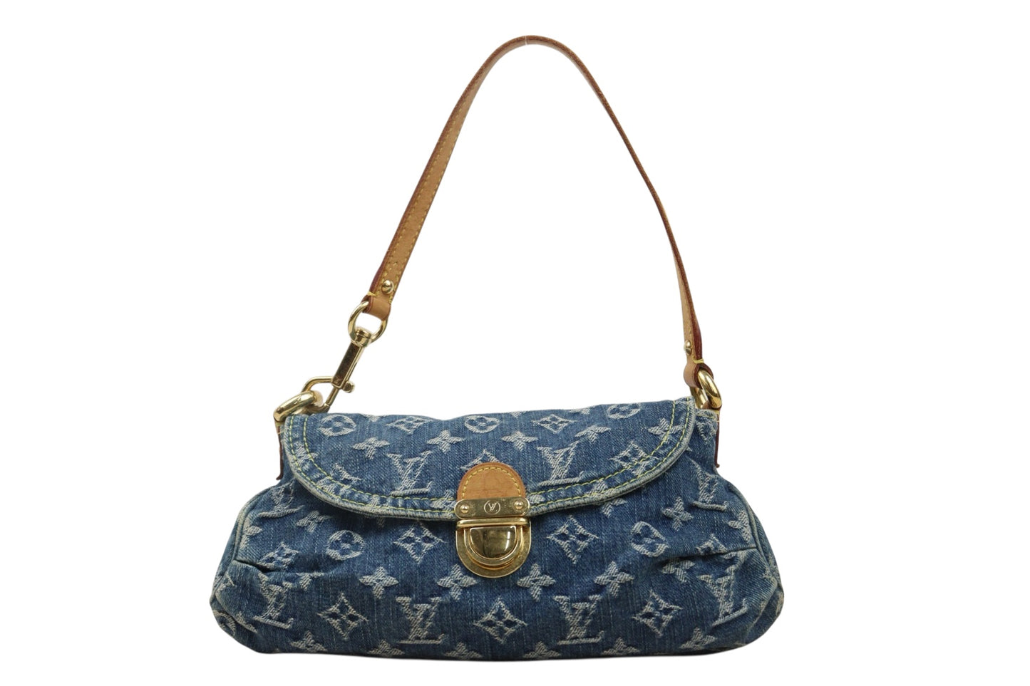 Good ( Rank AB) ｜LV Monogram Denim Mini Pleaty Shoulder Bag Blue｜P25071804