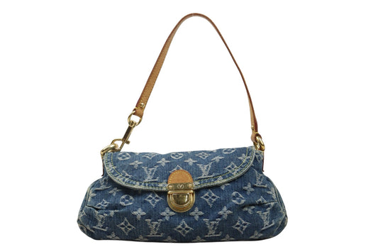 Good ( Rank AB) ｜LV Monogram Denim Mini Pleaty Shoulder Bag Blue｜P25071804
