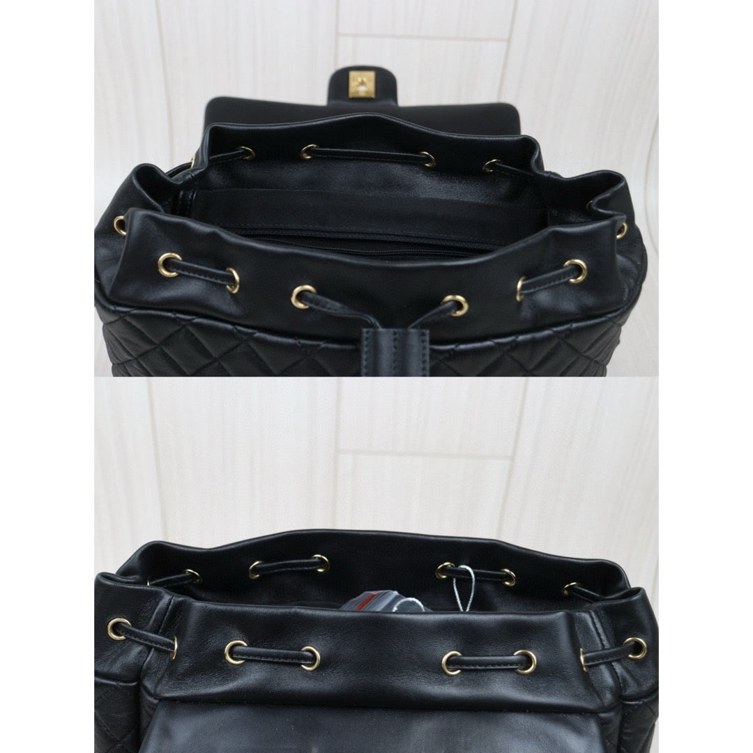 Very Good ( Rank A) ｜ CHANEL Calf Leather Chain Backpack Black Made in 2019 Year｜S25012701