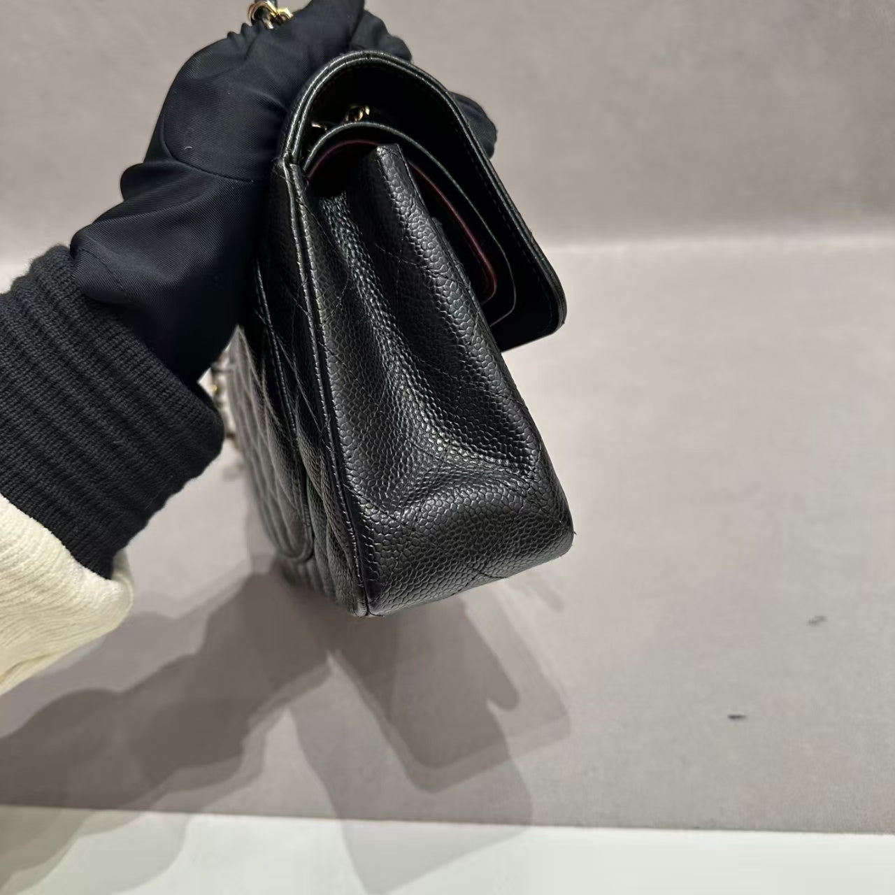 Very Good ( Rank A)｜CHANEL caviar Skin Matrasse Double Flap 23 Shoulder Bag Black