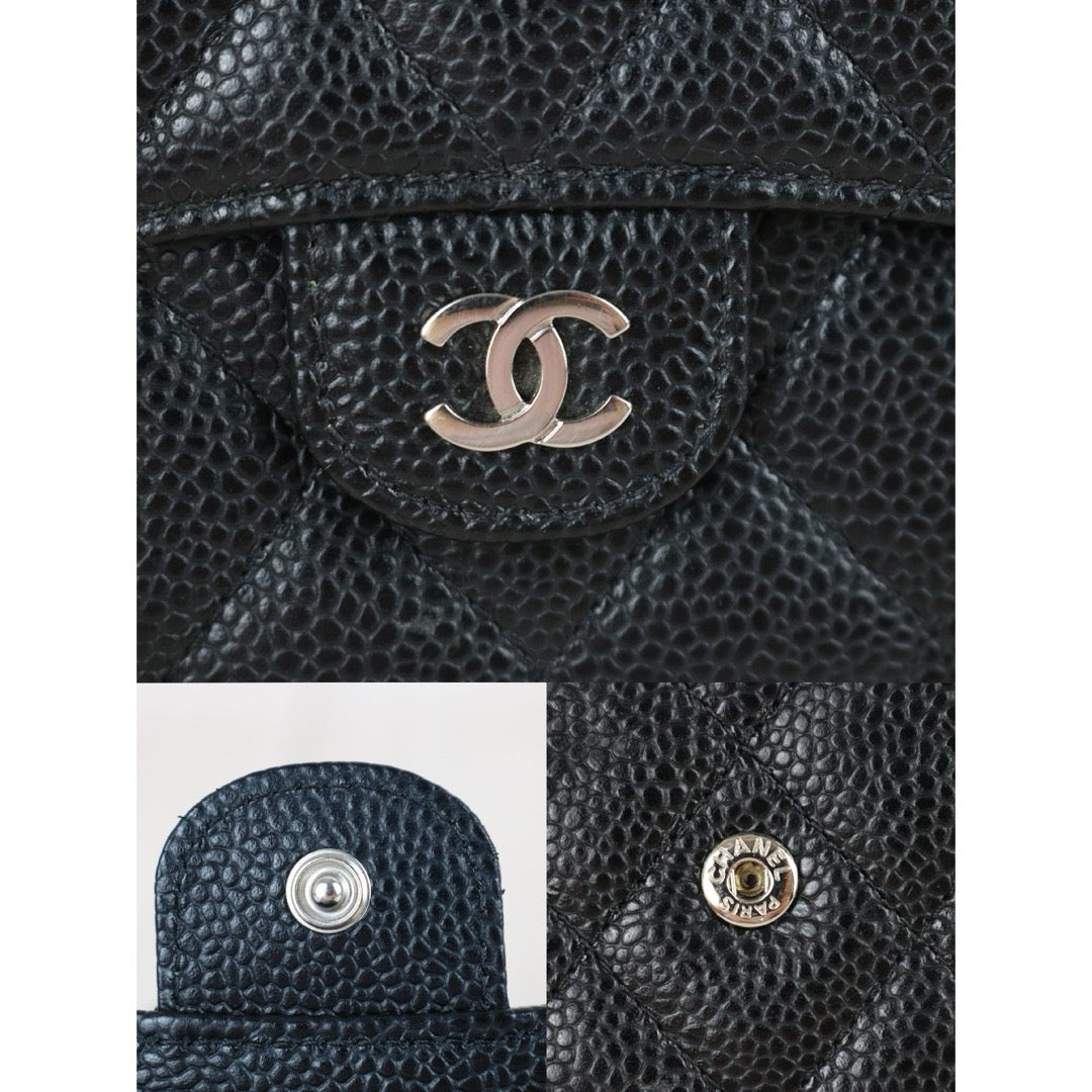 Include Entrupy Certificate of Authenticity｜Very Good ( Rank A)｜CHANEL Caviar Skin Black Wallet Made In 2019-2020Year｜X26052601