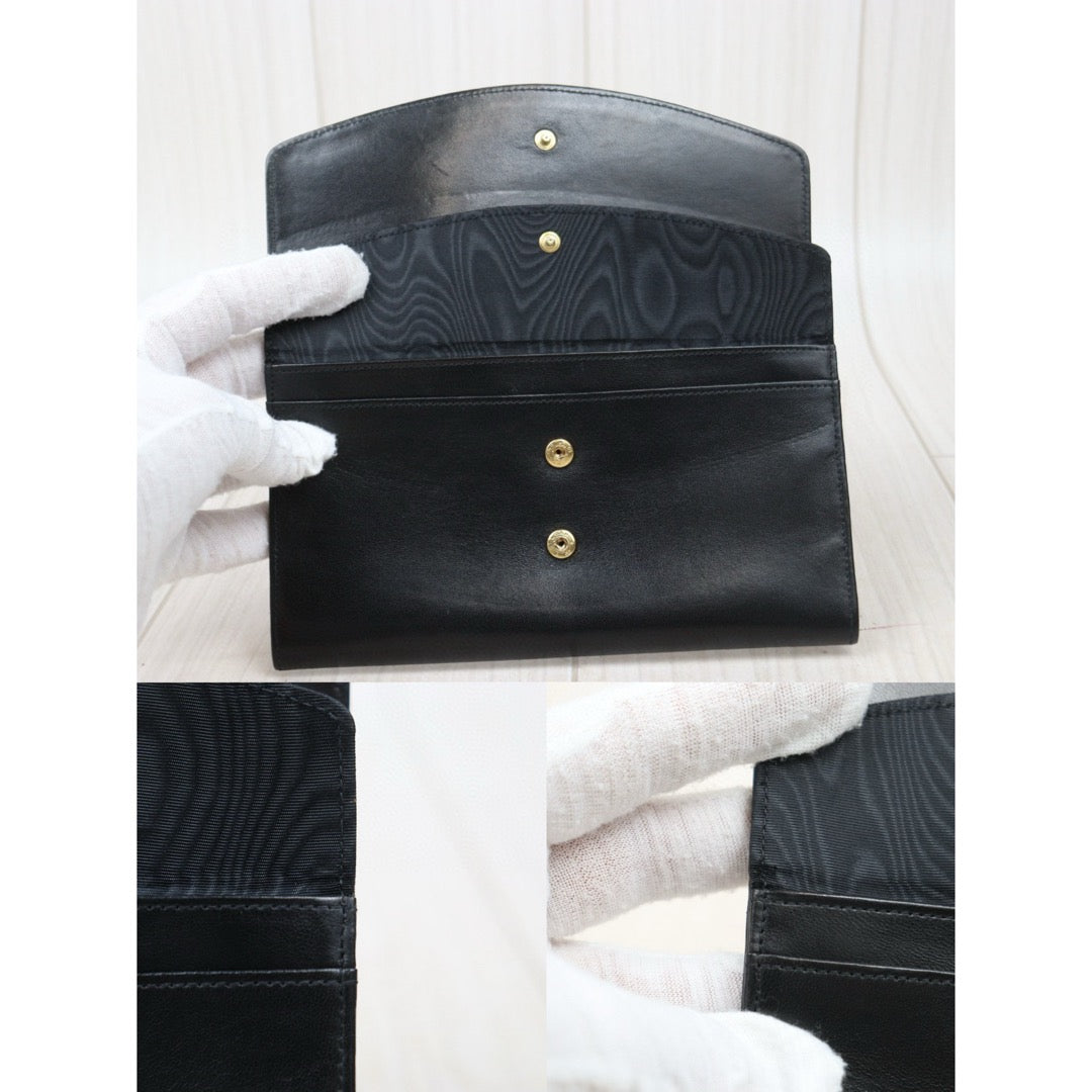 Good ( Rank AB)｜CHANEL Lambskin Black Long Wallet Made In 1991-1994 Year｜W24120911