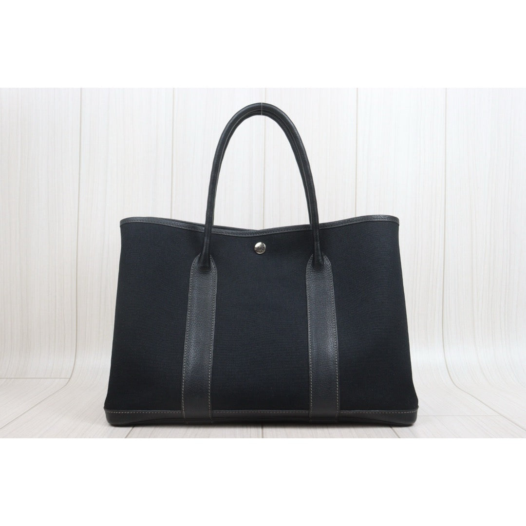 Include Entrupy Certificate of Authenticity｜Good ( Rank AB)｜ HERMES Garden Party 36 Black Handbag □G Stamp Made In 2003Year｜26062908