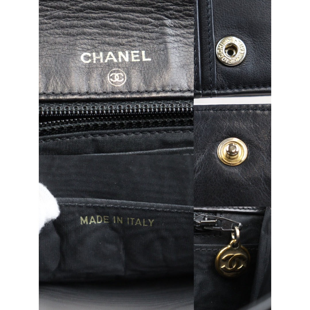 Rank A ｜ CHANEL Caviar Skin Chain Wallet Black Gold Hardware  Made In 1996-1997Year｜24022713