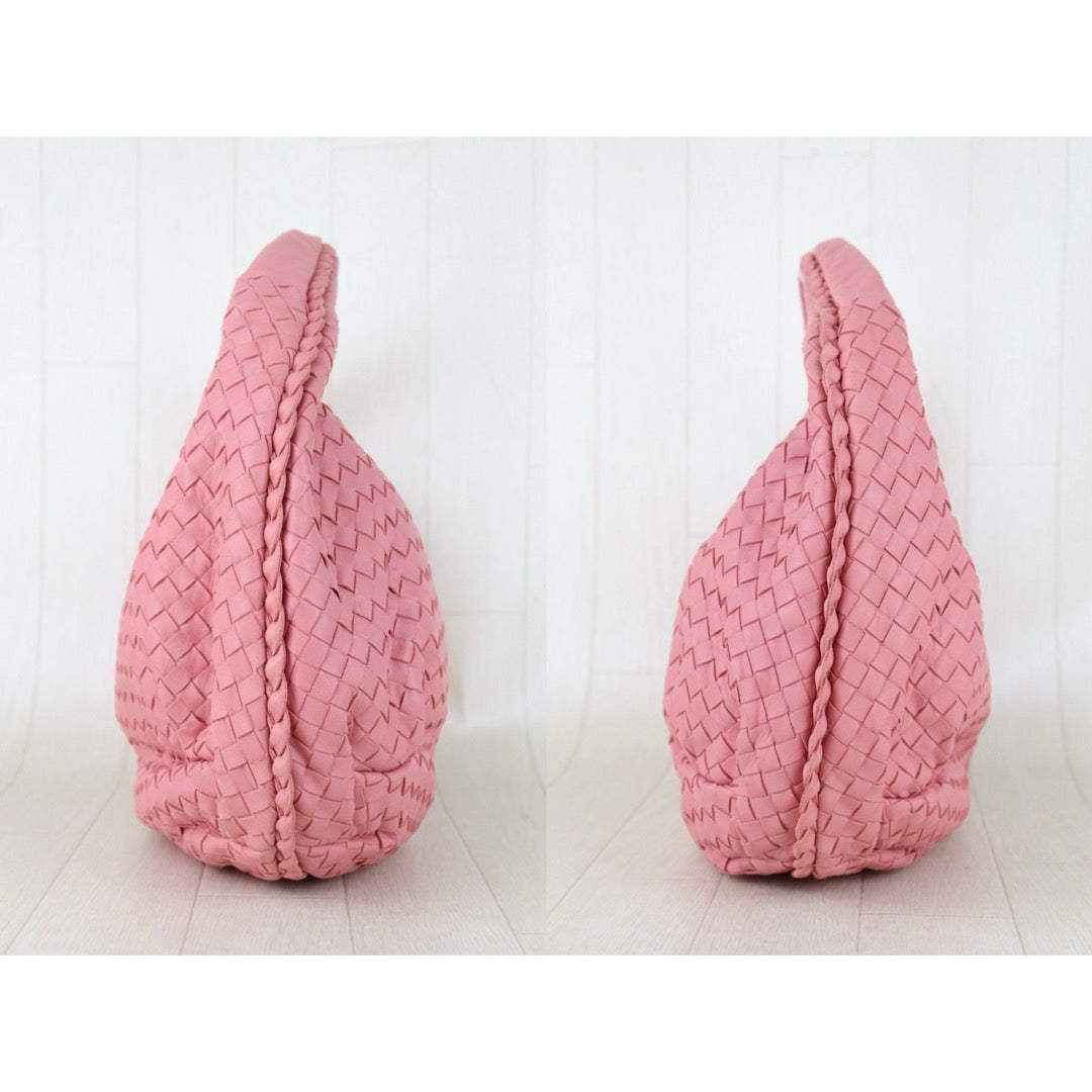 Include Entrupy Certificate of Authenticity｜Very Good ( Rank A)｜ Bottega Veneta Lamb Skin Braid Shoulder Bag  Pink｜S26052516