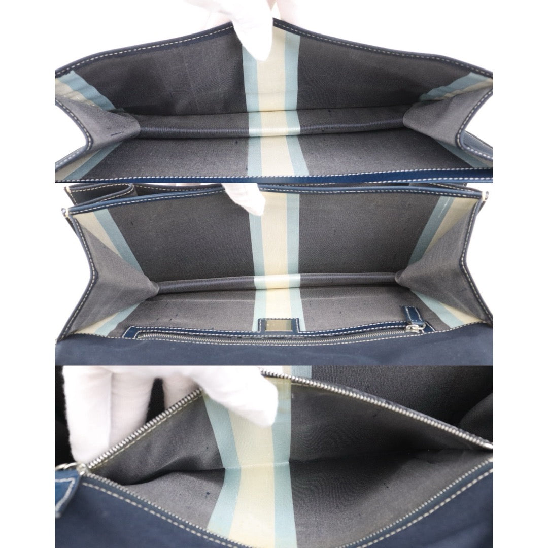 Include Entrupy Certificate of Authenticity｜Good ( Rank AB) ｜ FENDI Denim Baguette Enamel Clasp Shoulder Bag Blue｜S26072525