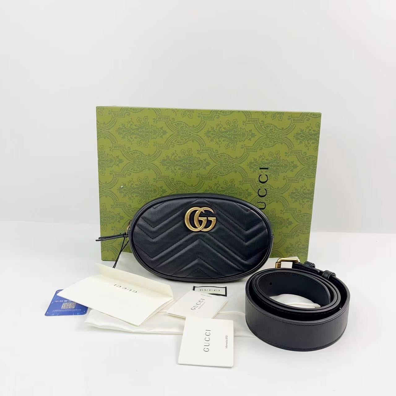 Rank A ｜ GUCCI GG Marmont Waist Bag Body BagBlack ｜230149