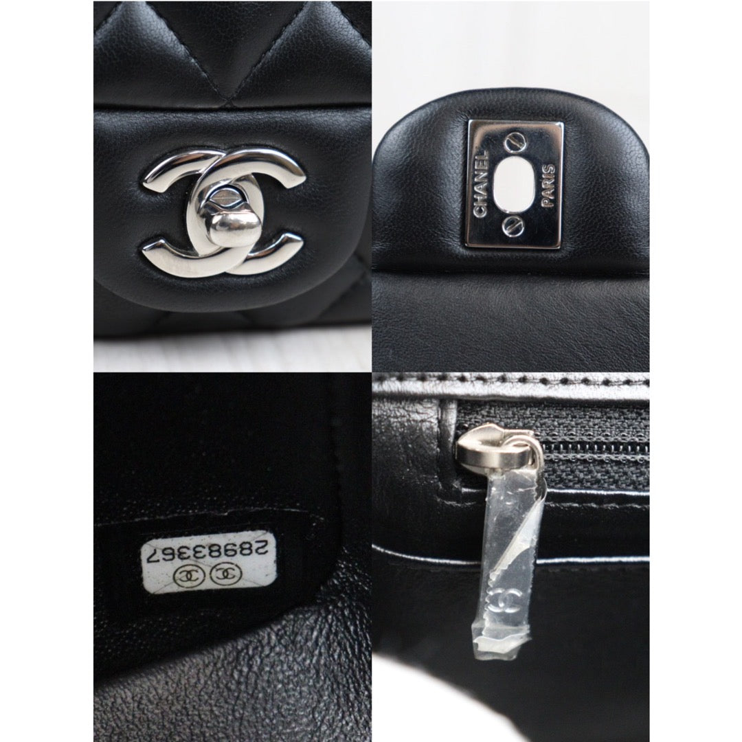 Rank A ｜CHANEL Lamb Leather Square 17 Shoulder Bag Black  Made In 2019-2020｜23112715