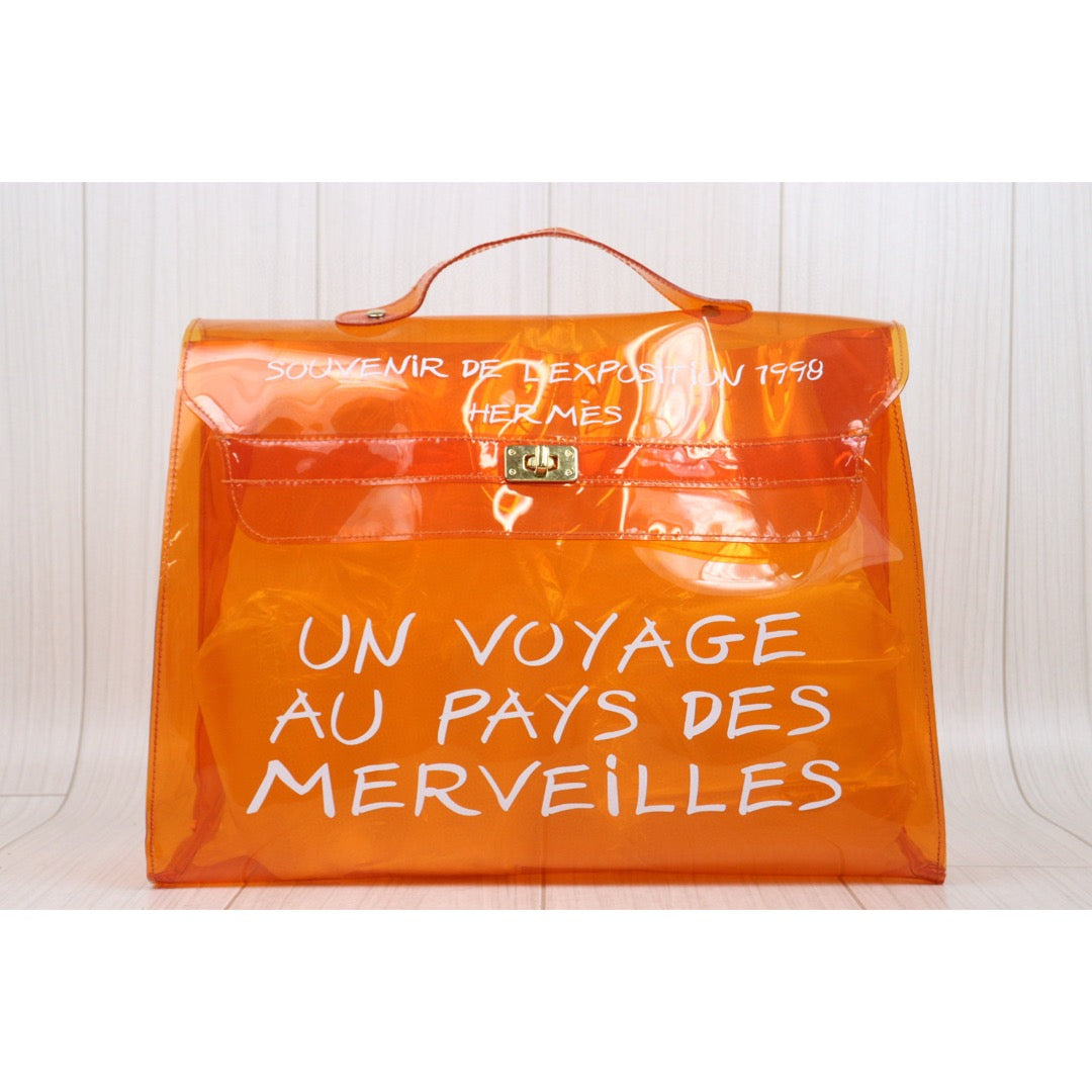 Very Good ( Rank A)｜ HERMES Kelly 40 Orange Vinyl Handbag Limited edition｜25042107