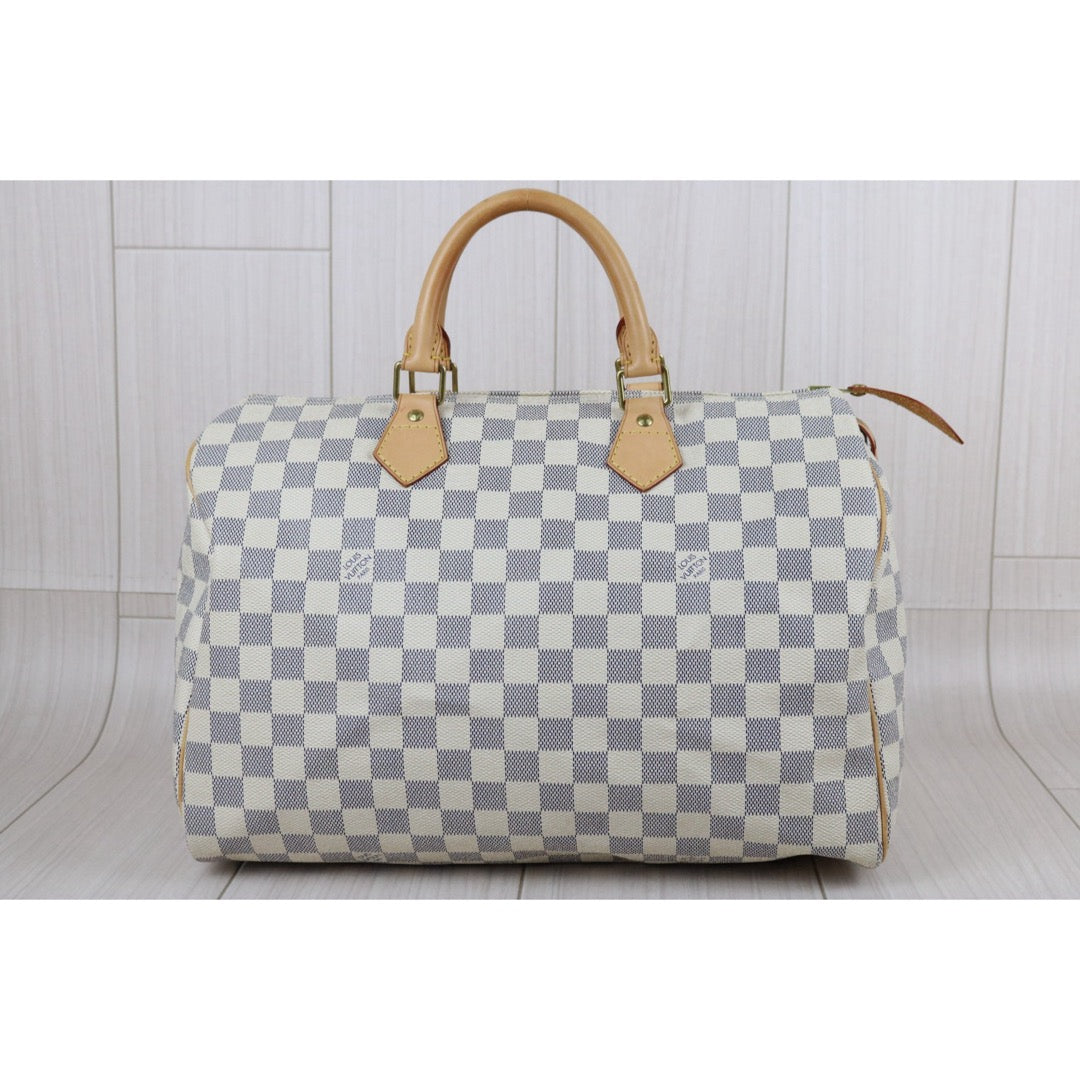 Include Entrupy Certificate of Authenticity｜Good ( Rank AB)｜ Louis Vuitton Azul Speedy 35 Hand Bag  ｜X26061802