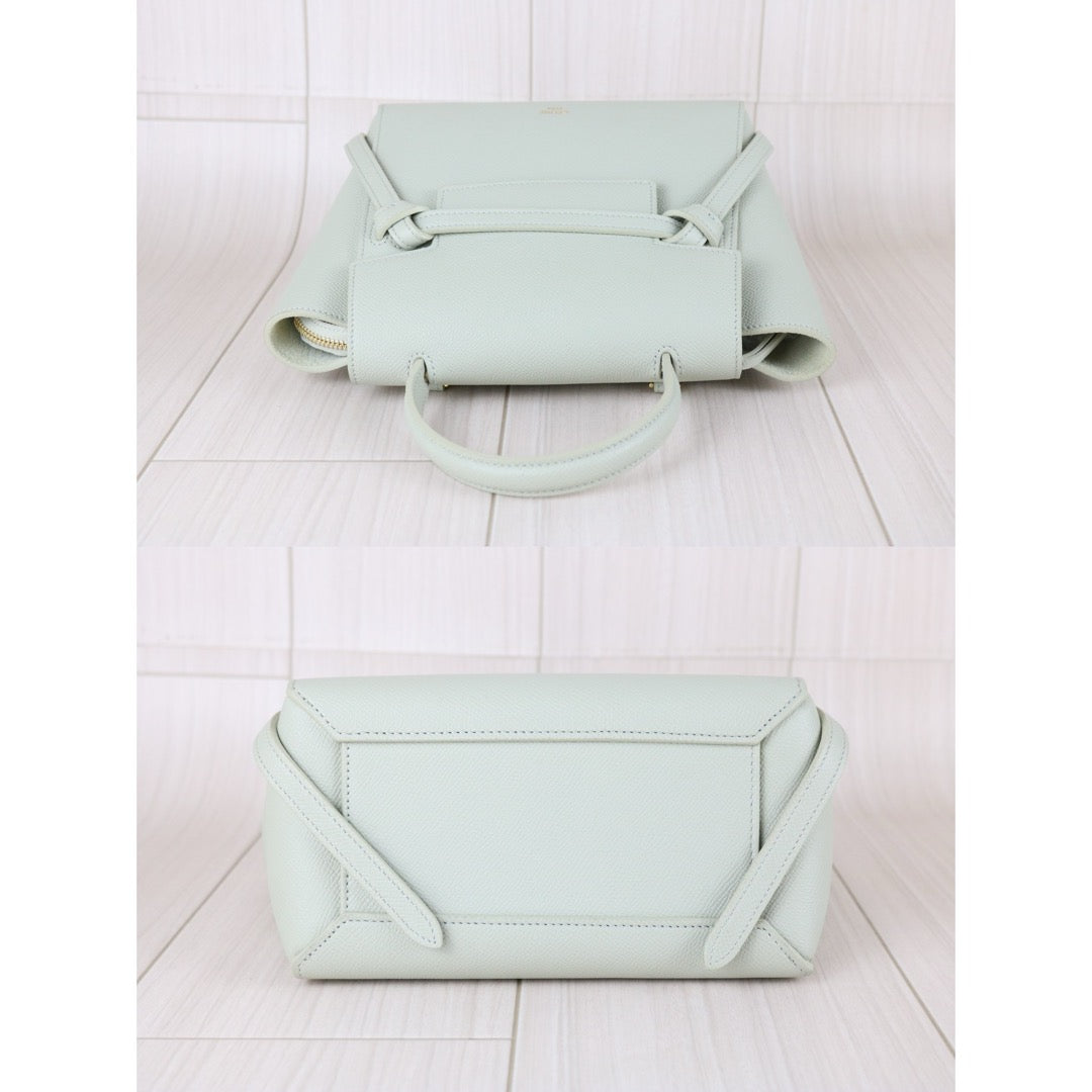 Very Good ( Rank A)｜CELINE  Calf Leather Belt Nano Handbag Shoulder Bag Sage Green｜X25091404