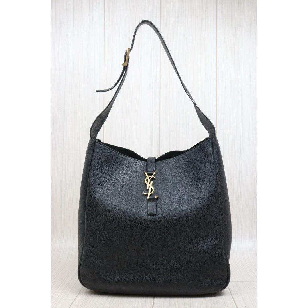 Include Entrupy Certificate of Authenticity｜Good ( Rank AB)｜  Saint Laurent YSL Calf Leather Hobo Shoulder Bag Black MM｜S26060618