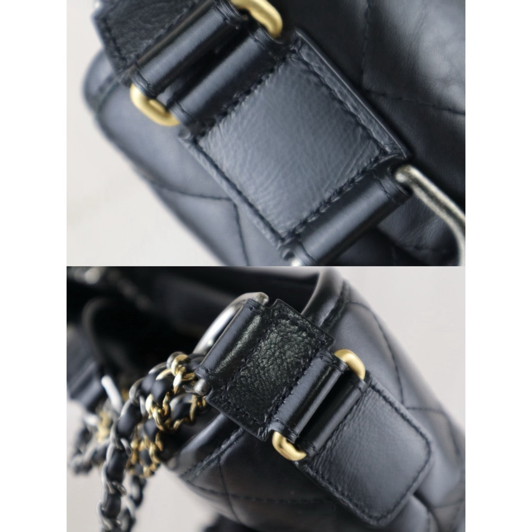 Very Good ( Rank A) ｜CHANEL MM Gabrielle Aged Calfskin Shoulder Bag Black IC Chips Model｜S25102901