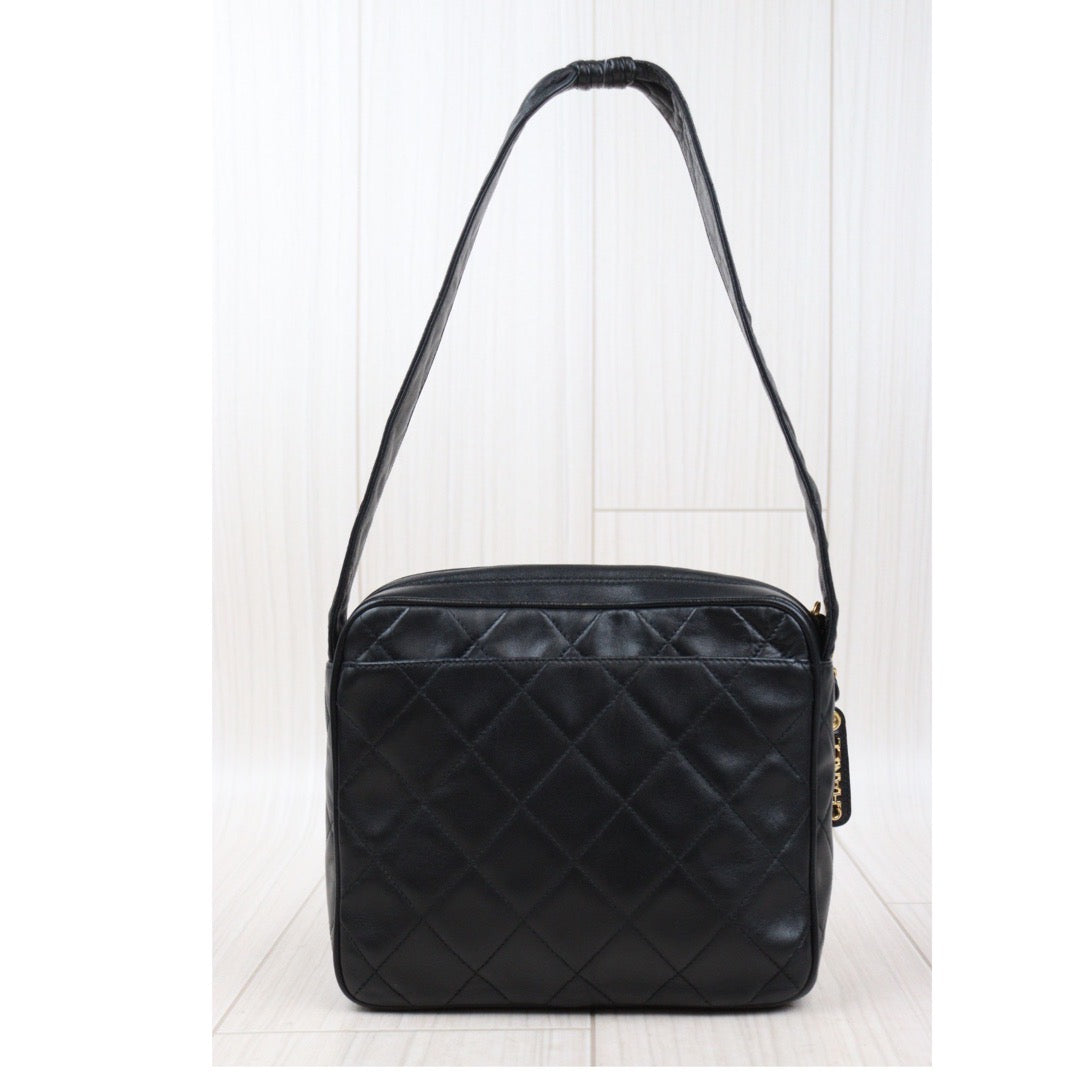 Rank A｜ CHANEL Matrasse Lamb Skin Shoulder Bag Black  ｜24041122