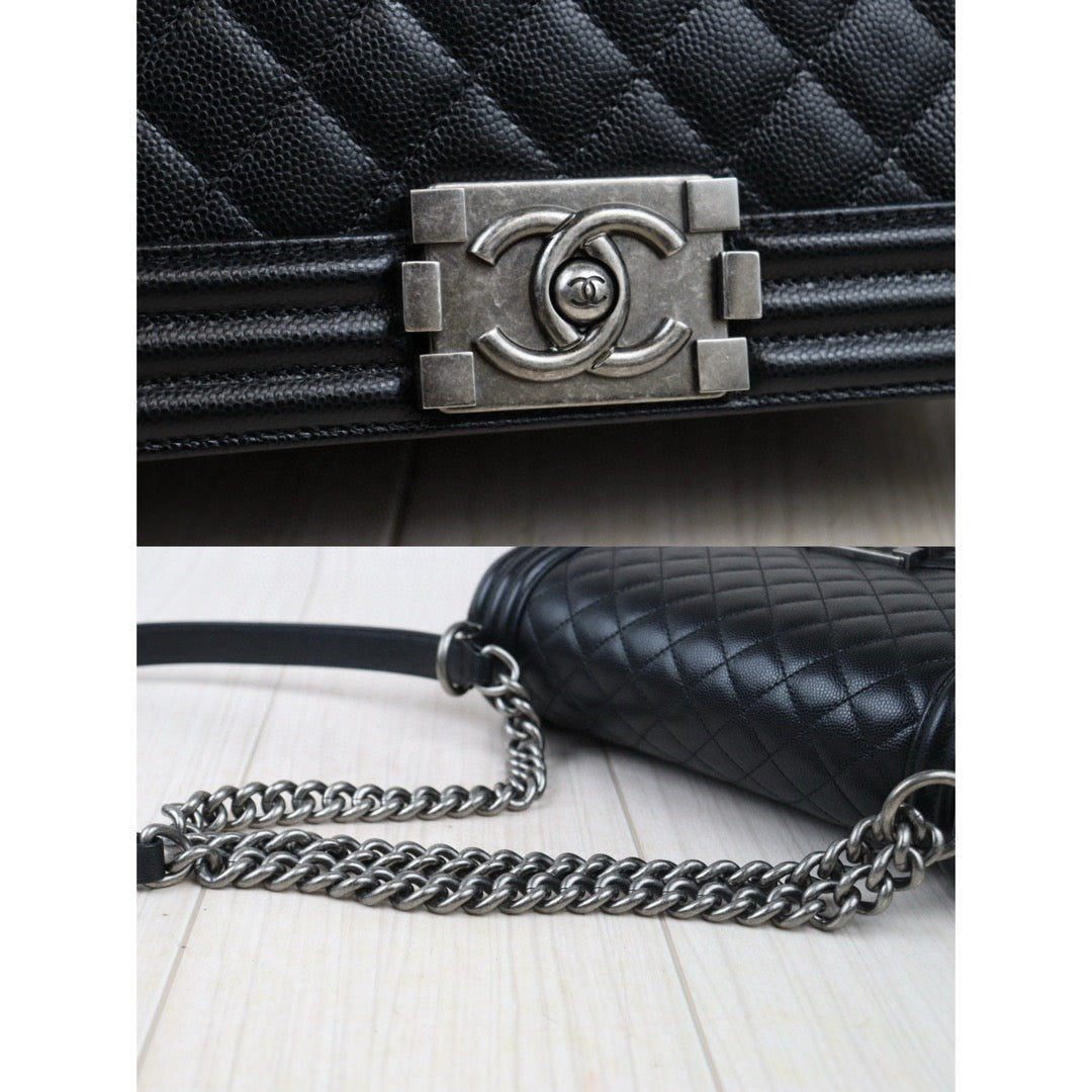 Excellent（Rank SA）｜CHANEL Caviar Skin  LeBoy Chain Shoulder Bag Medium Black  Made In 2019-2020Year｜S24071436