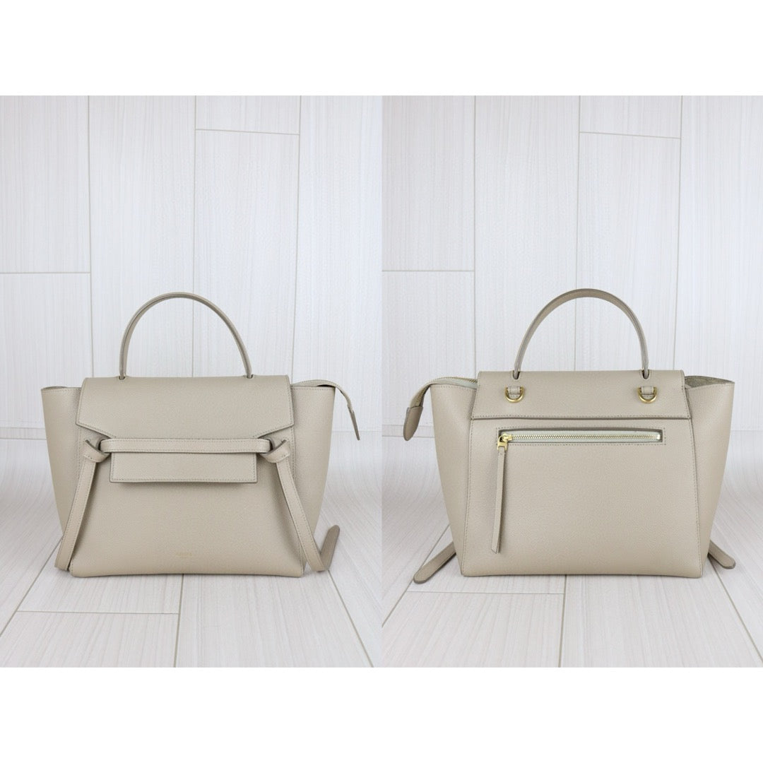 Very Good ( Rank A)｜CELINE Leather Calf Belt Micro Handbag Shoulder Bag Beige｜X25041301