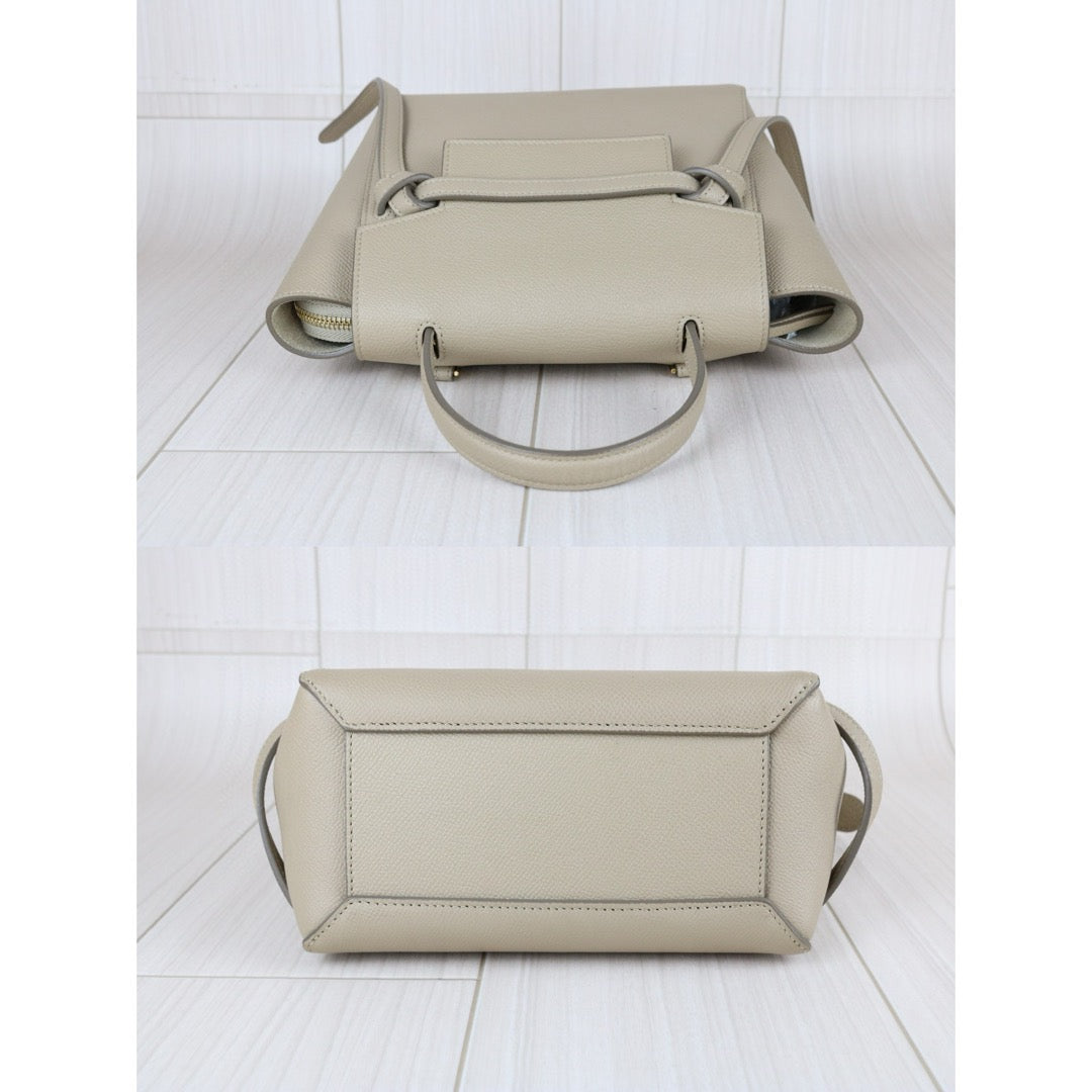 Very Good ( Rank A)｜CELINE Leather Calf Belt Nano Handbag Shoulder Bag Beige｜B25041506