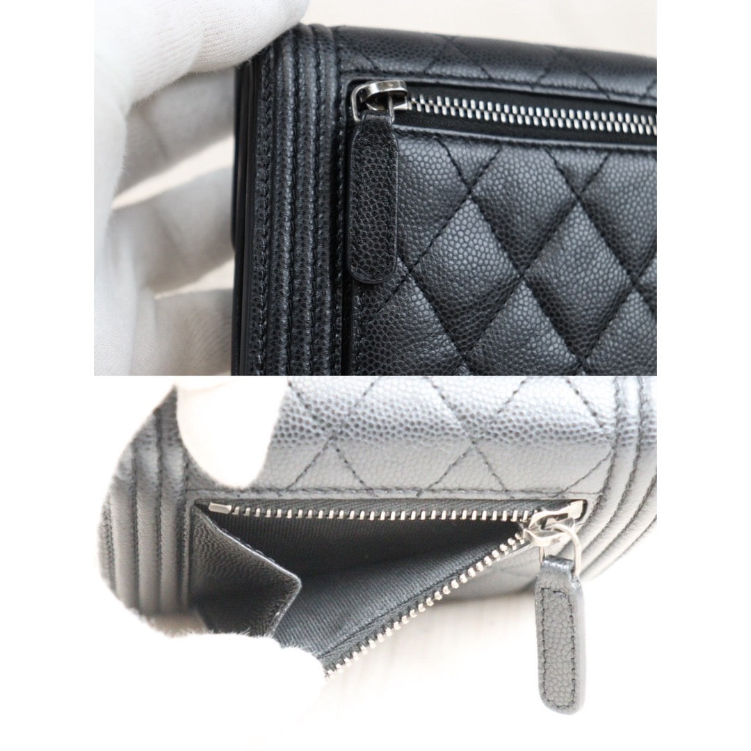 Rank A｜CHANEL Leboy Caviar Skin Black Wallet｜24030733