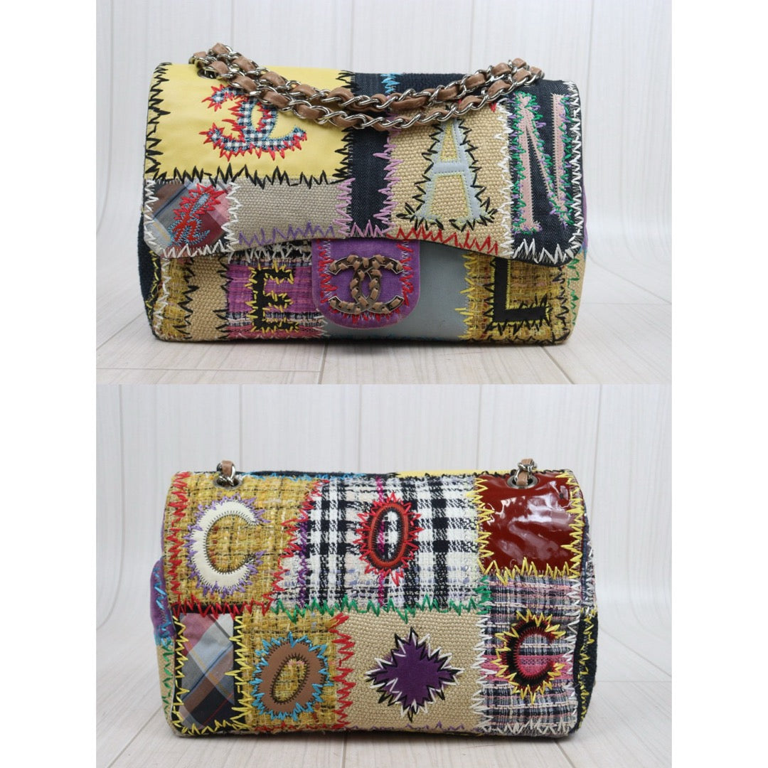 Good ( Rank AB)｜ CHANEL  Colorblock Patch Kit Single Flap Jumbo Shoulder Bag Made in 2008-2009 Year｜W25092201