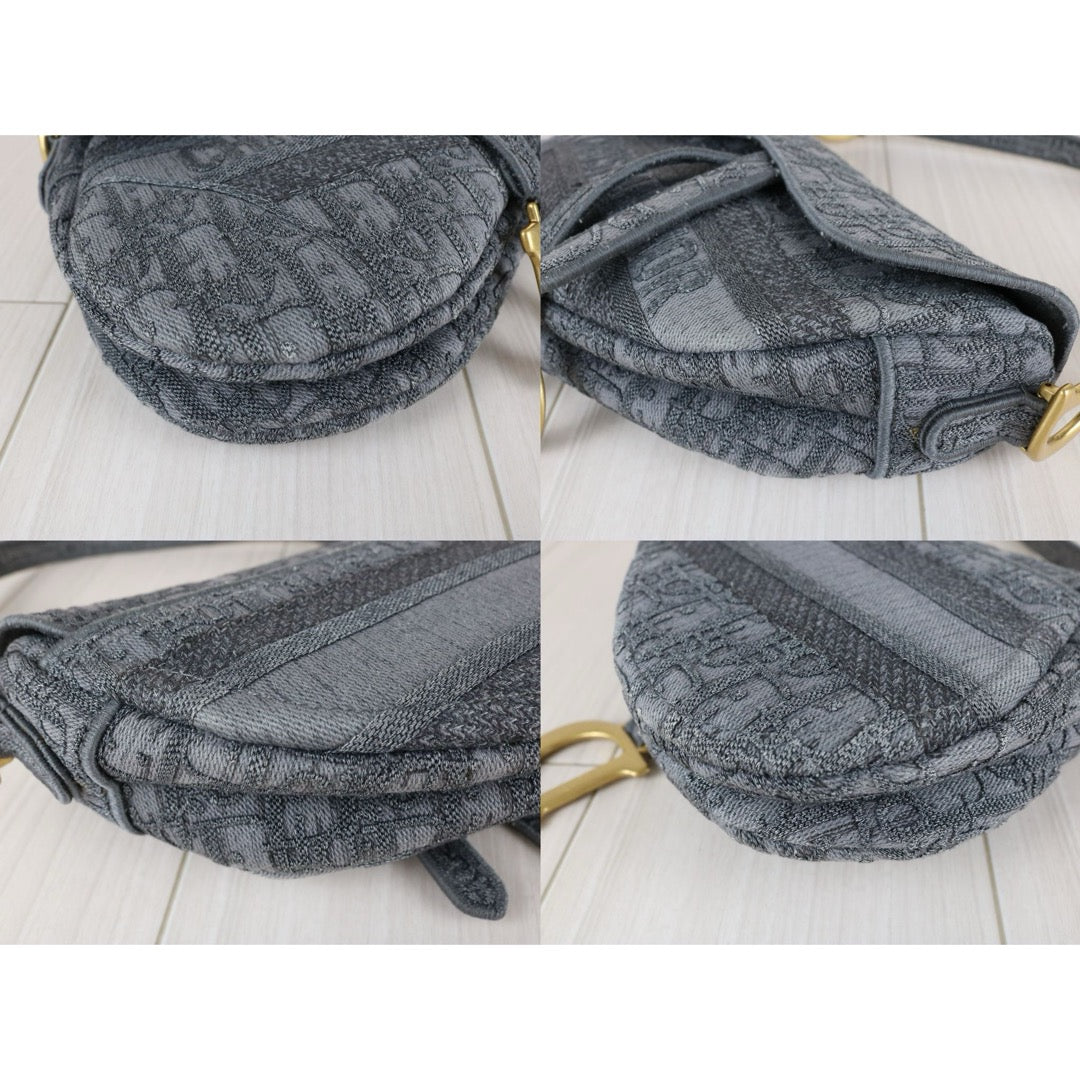 Very Good ( Rank A) ｜Dior Trotter Saddle Obique Gray Shoulder Bag Medium｜S25103005