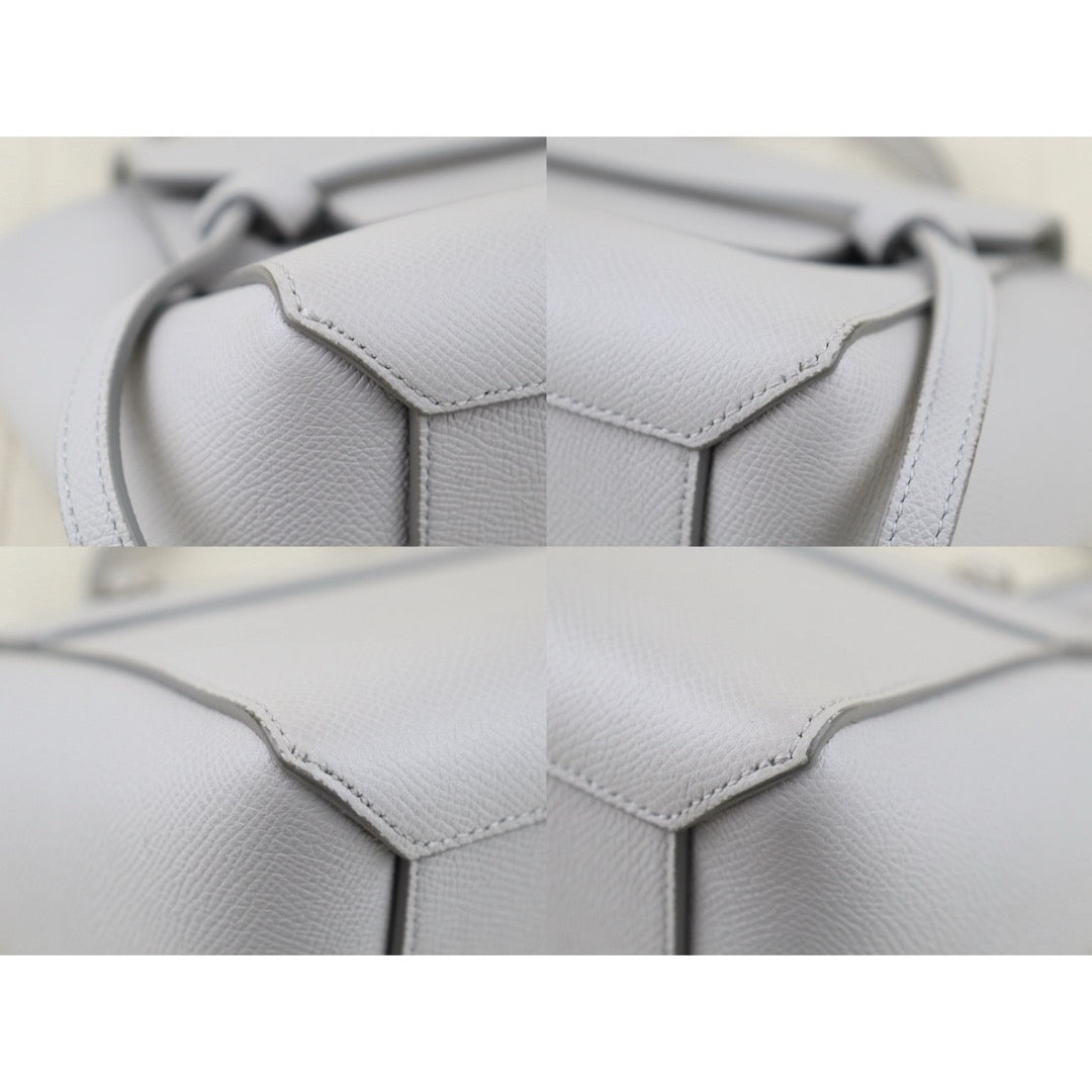 Include Entrupy Certificate of Authenticity｜Very Good ( Rank A)｜CELINE Calf Leather  Belt Nano Handbag Shoulder Bag Light Gray｜S26010901