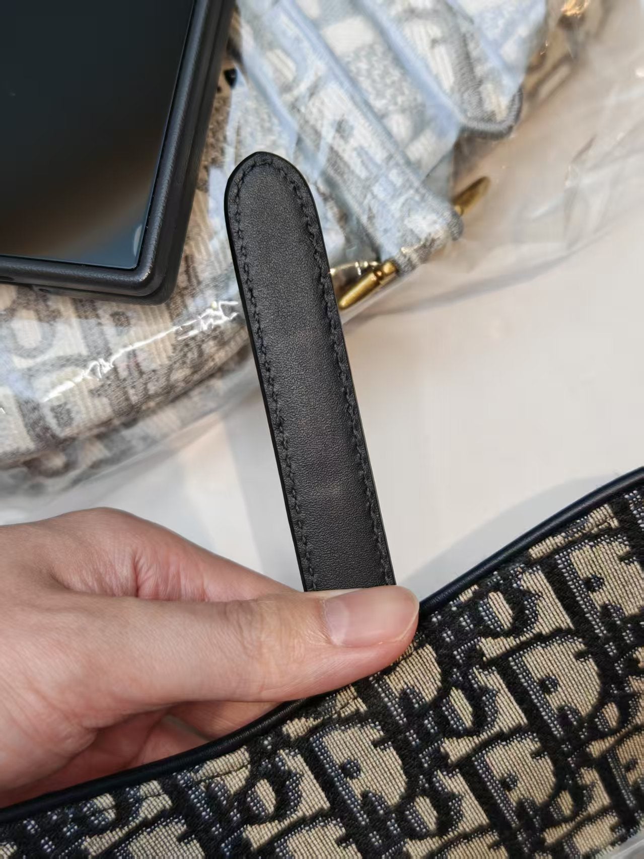 Very Good ( Rank A)｜Dior Trotter Saddle Shoulder Bag Medium with strap and Entrupy Certificate of Authenticity