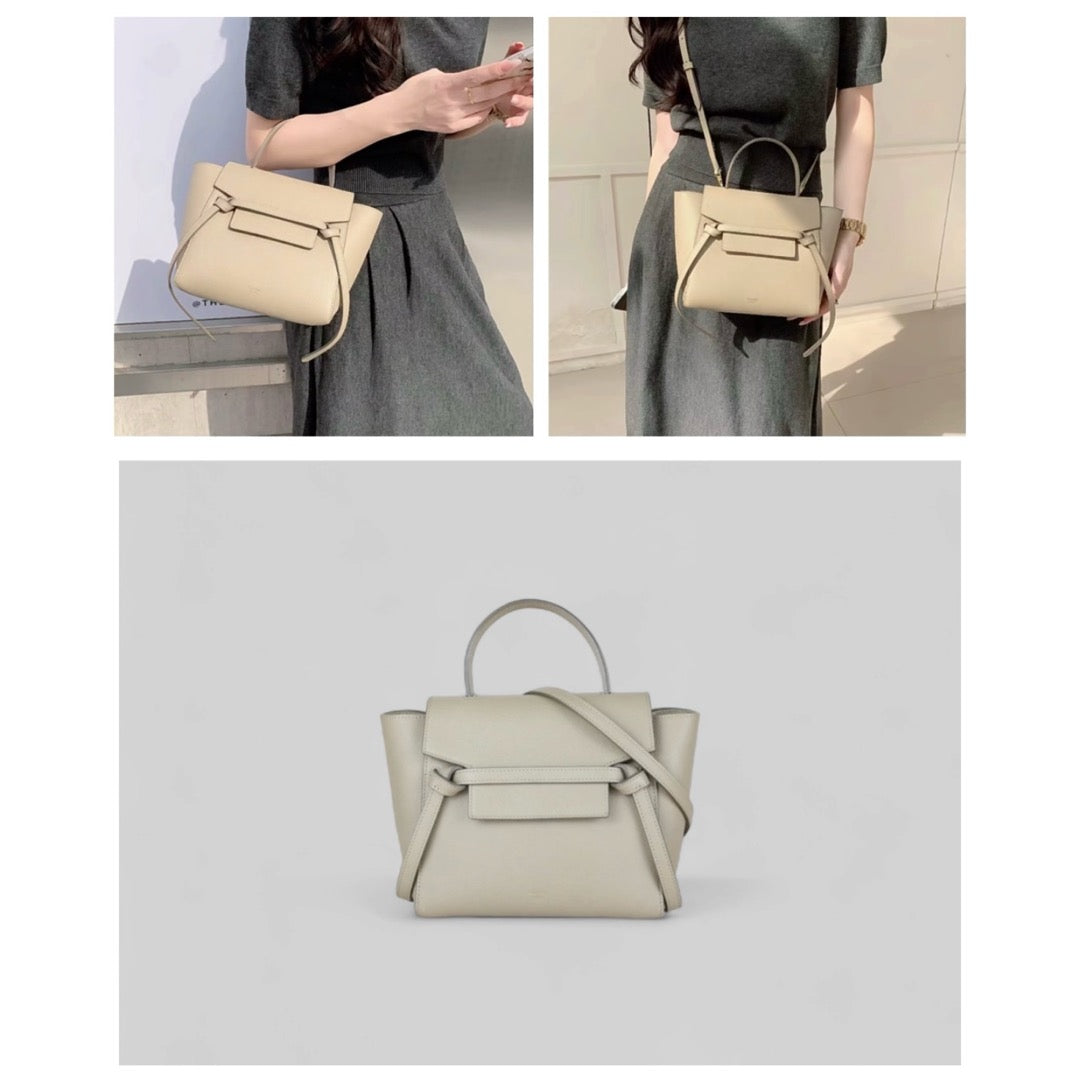 Very Good ( Rank A)｜CELINE Leather Calf Belt Nano Handbag Shoulder Bag Beige｜B25041506