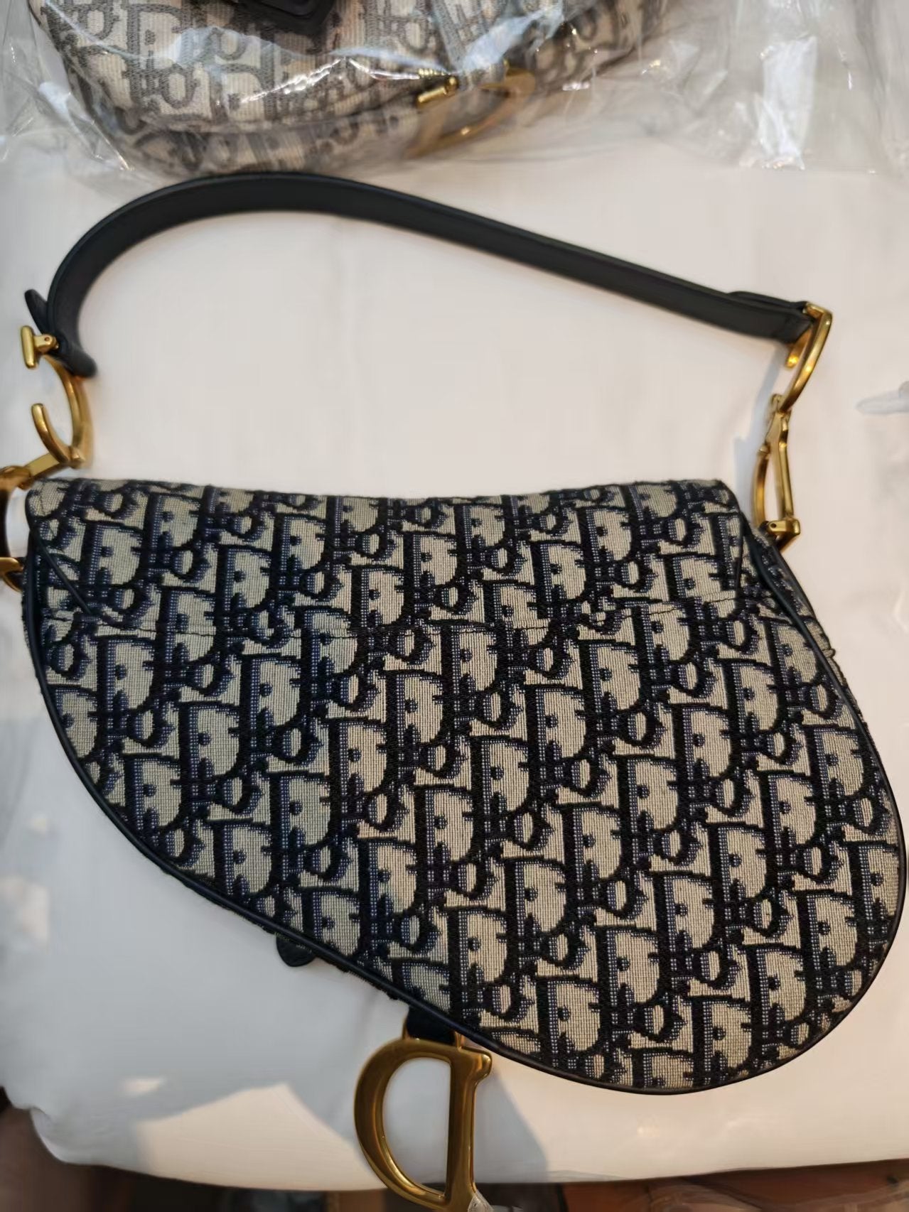 Very Good ( Rank A)｜Dior Trotter Saddle Shoulder Bag Medium with strap and Entrupy Certificate of Authenticity