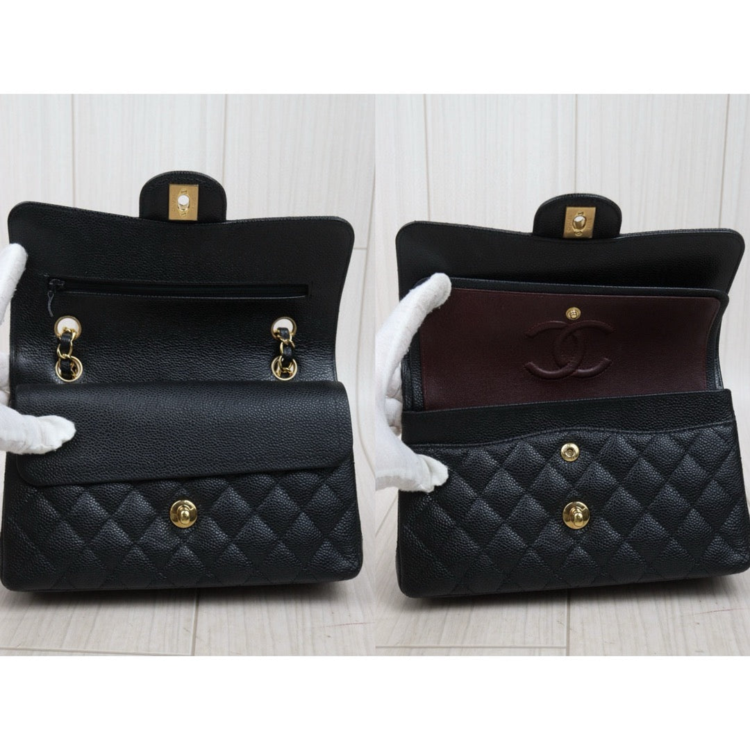 Excellent（Rank SA）｜ CHANEL Caviar Skin Matrasse Double Flap 23 Shoulder Bag Black Made In 2020 Year  ｜S25012703