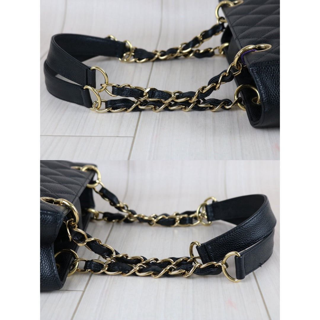 Include Entrupy Certificate of Authenticity｜Very Good ( Rank A)｜ CHANEL Matrasse PST Chain Tote Bag Caviar Skin Black  Made In 2003-2004 Year｜S26073111