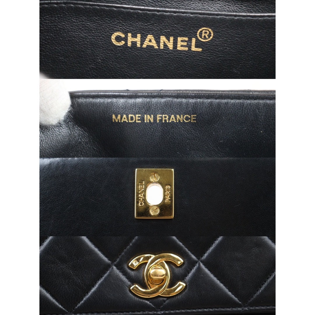 Rank A｜ CHANEL Black Lanbskin Square 25 Shoulder Bag Made In 1994～1996Year ｜24070504