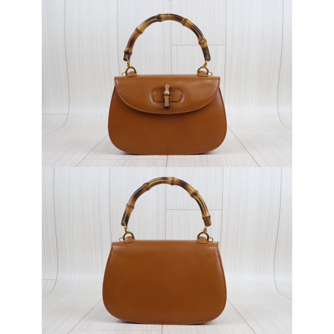 Rank A ｜ GUCCI Bamboo Box Leather Hand Bag Samll Brown｜23120801