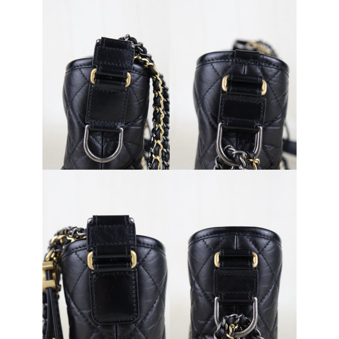 Very Good ( Rank A) ｜CHANEL PM Gabrielle Aged Calfskin Shoulder Bag Black Made in 2018 Year｜S25061201