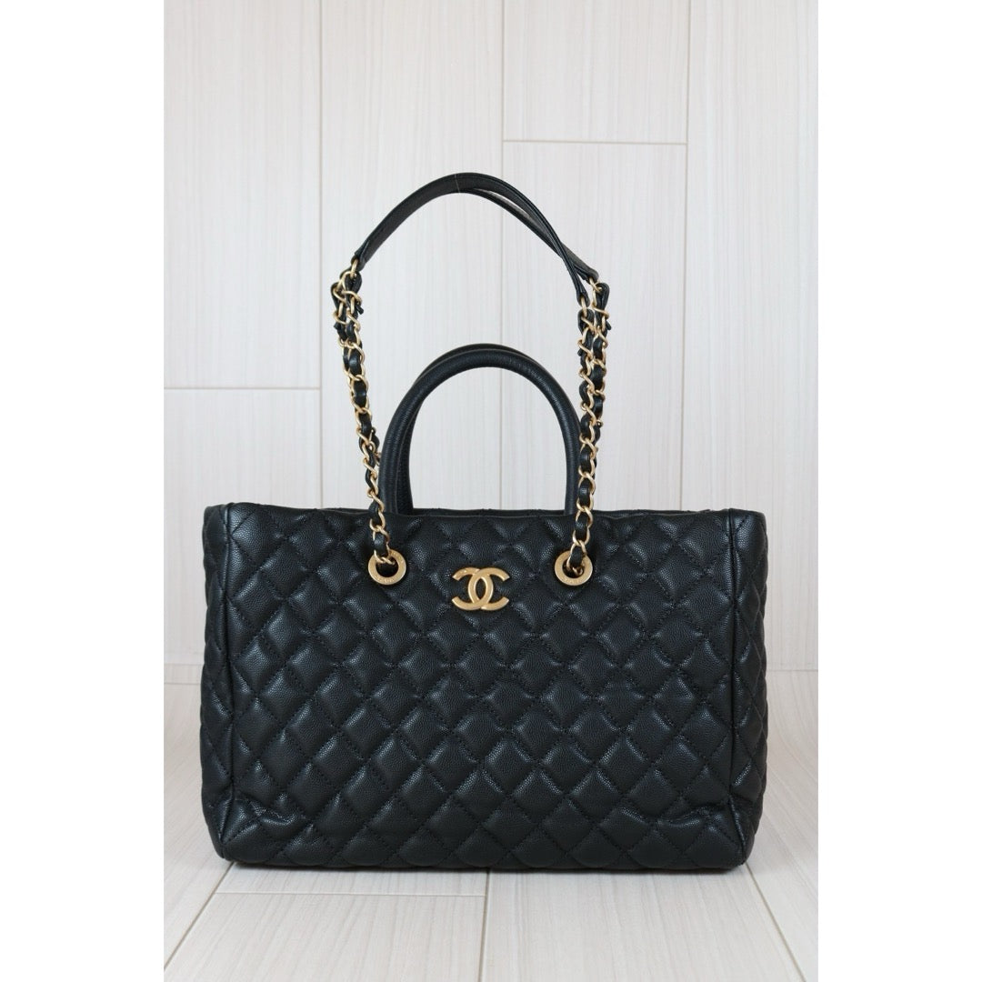 Very Good ( Rank A) ｜ CHANEL Matrasse Chain Tote Bag Caviar Skin Black  Made In 2018-2019 Year｜S24090501