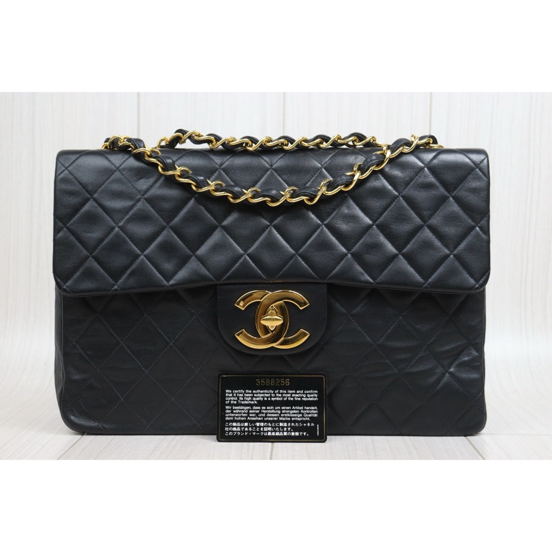 Include Entrupy Certificate of Authenticity｜Good ( Rank AB)｜ CHANEL Lamb Skin Matrasse Chain Single Flap34 Shoulder Bag Black Made in 1994-1996Year｜26060202