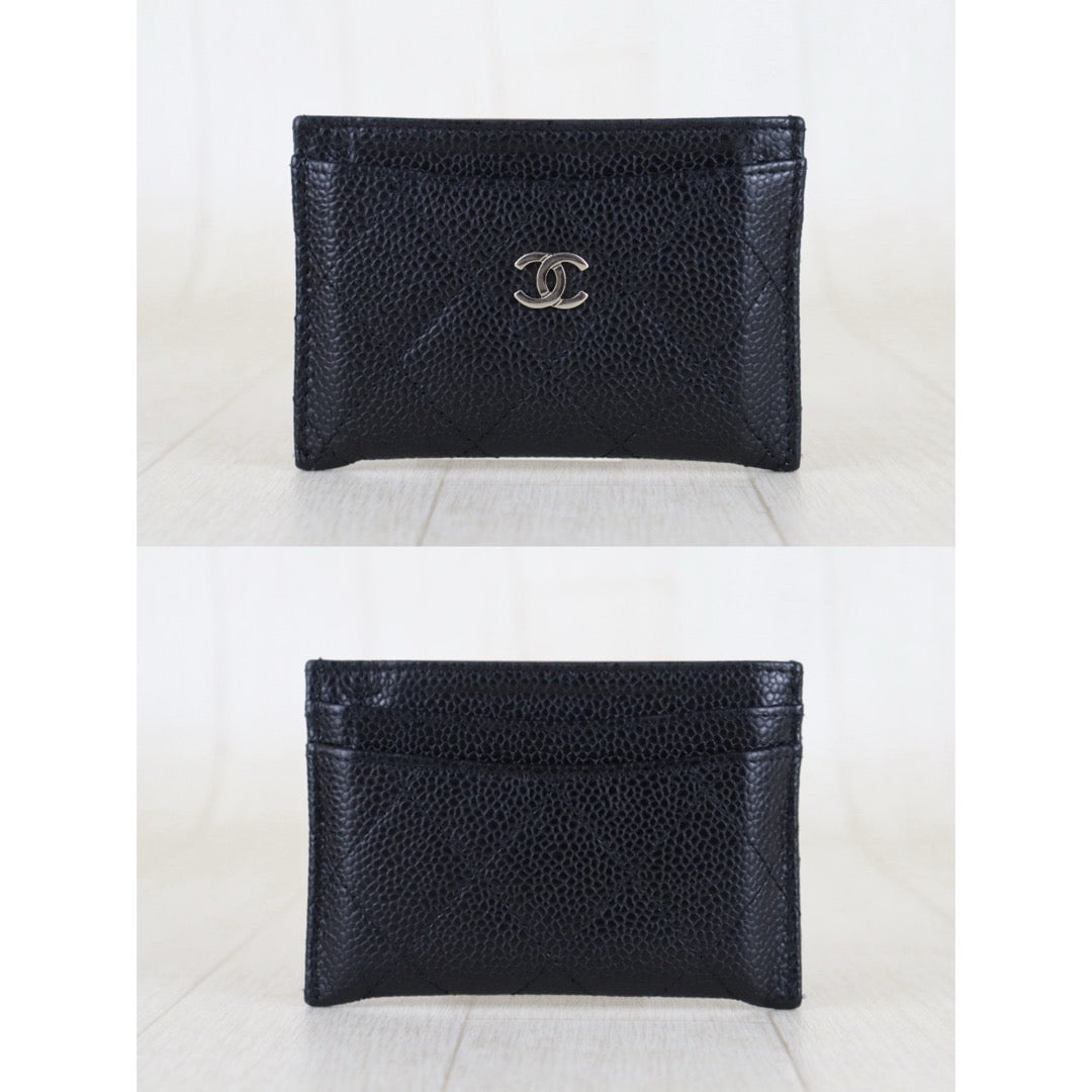 Include Entrupy Certificate of Authenticity｜Very Good ( Rank A)｜CHANEL Caviar Skin Calf Leather Card Holder  Black Made In 2017-2018Year｜S26030817