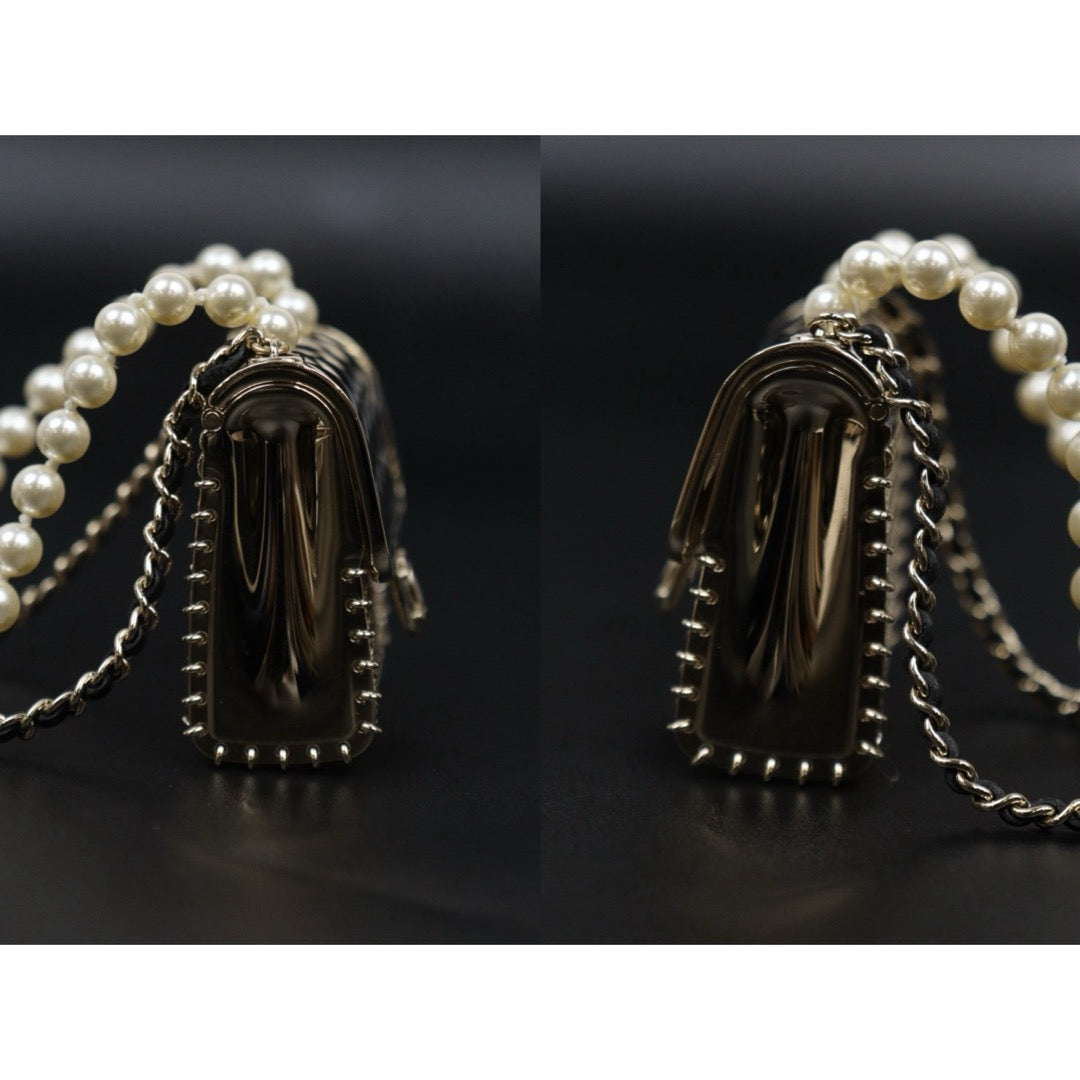 Excellent（Rank SA）｜ CHANEL Coco Mark Hollow Design Pearl Double Chain Tinybag made in 2021 year｜S25110434