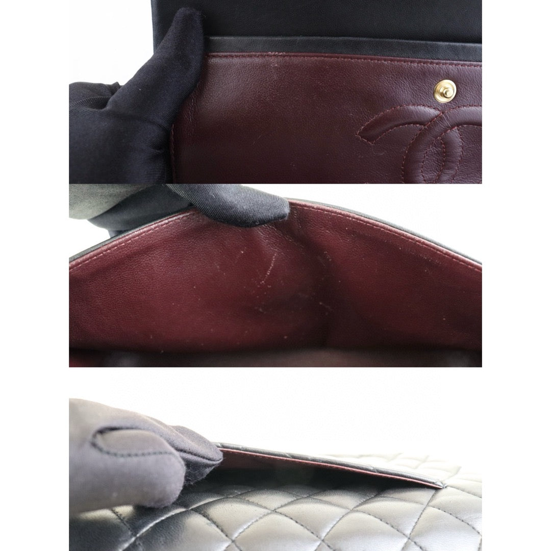 Very Good ( Rank A) ｜ CHANEL  Lamb Skin Black Double Flap 25 Medium Shoulder Bag Made in 2011 Year ｜H25011318