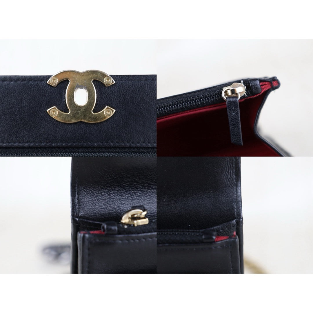 Include Entrupy Certificate of Authenticity｜Very Good ( Rank A)｜CHANEL 19bag Lambskin Black WOC Chain Bag IC Chips Model｜S26072530