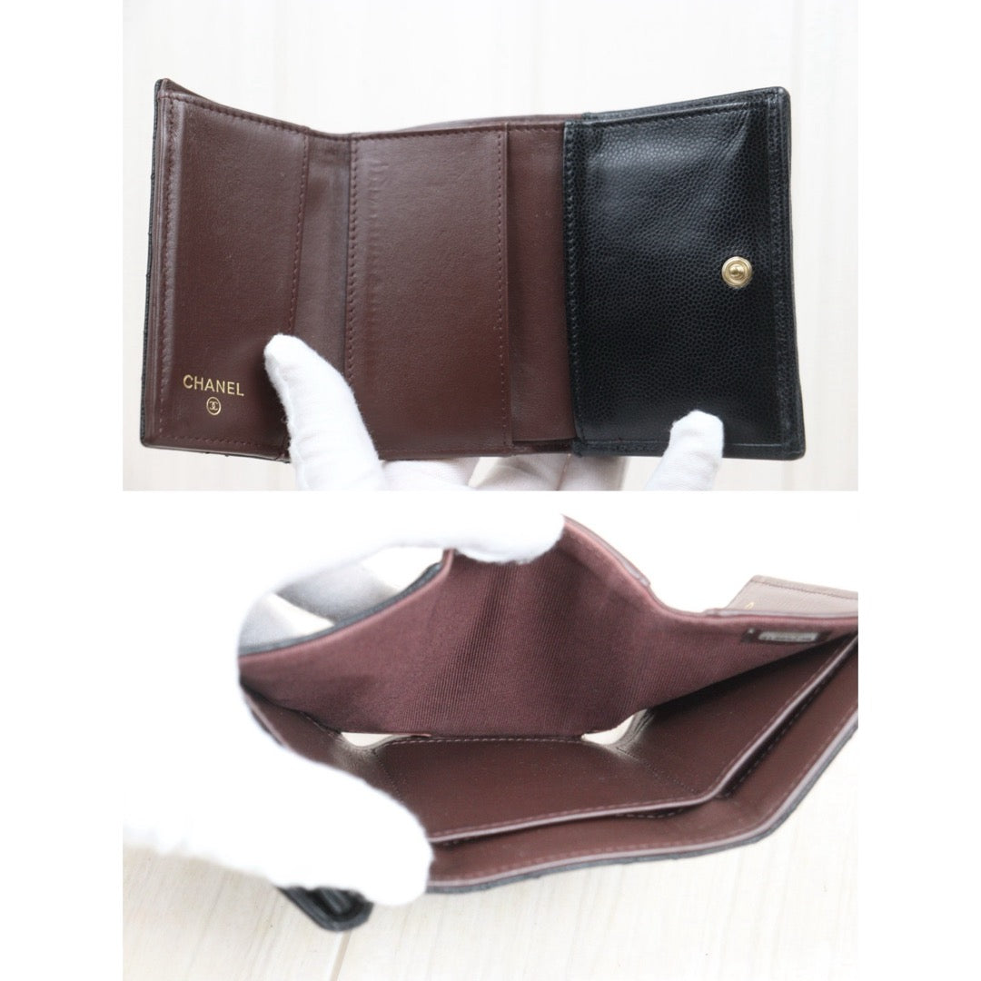 Good ( Rank AB)｜Chanel Caviar Skin Black Wallet Made In 2021-2022Year ｜25122510